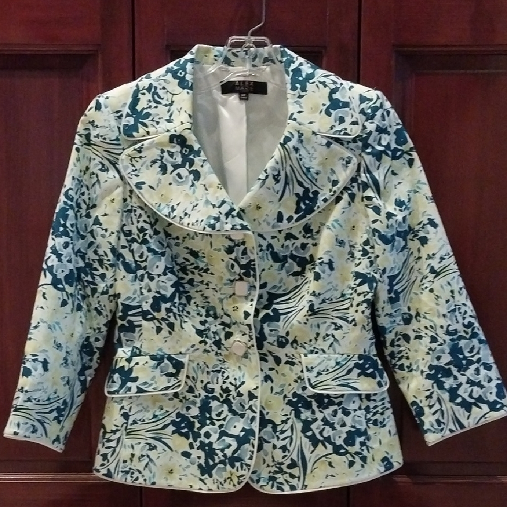 Alex Marie Blue and Yellow Floral Blazer